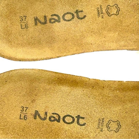 Naot Leather Slide Sandals – White & Metallic Gold – Size 37 (US 6) - Picture 2 of 8